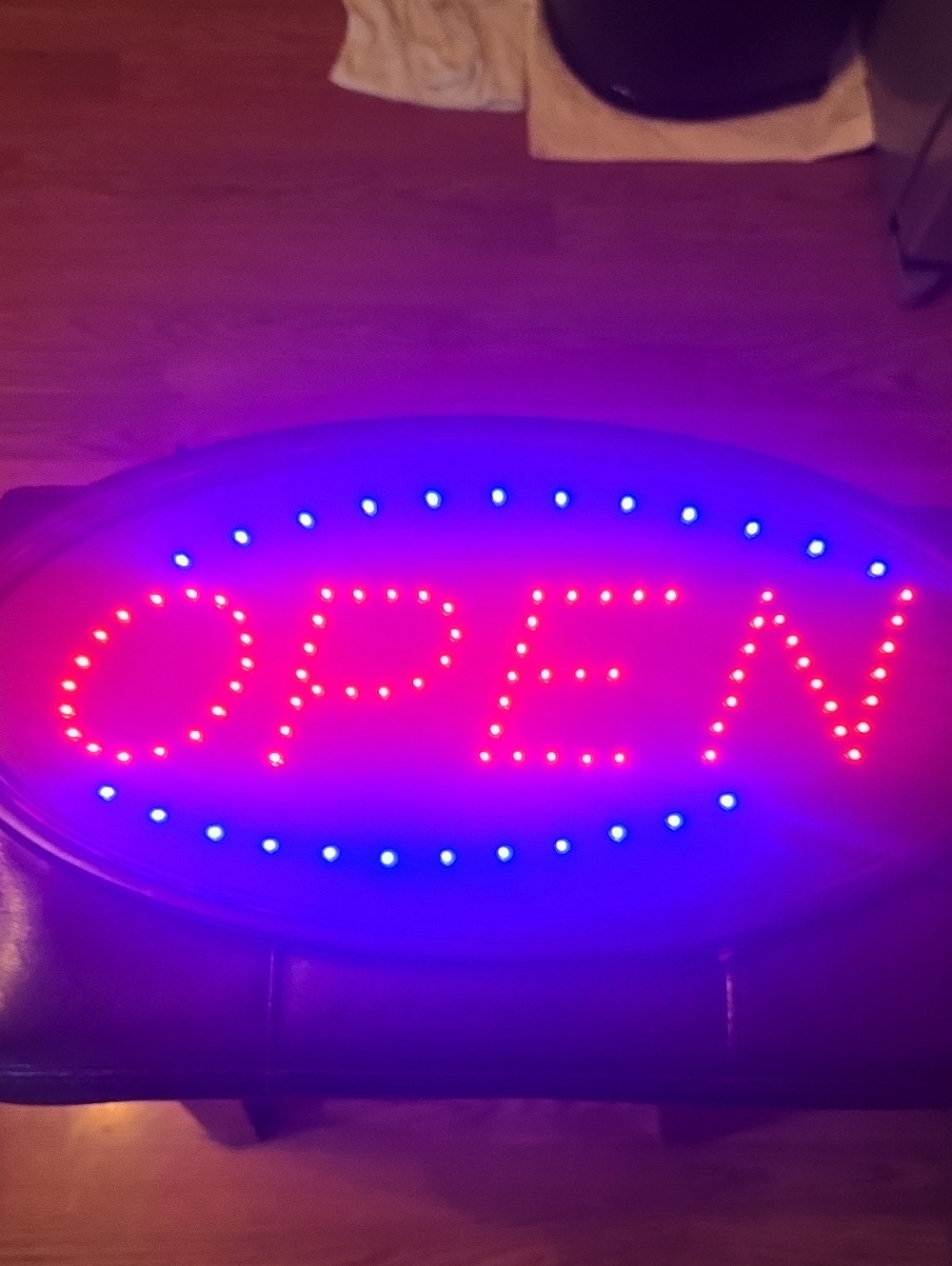 Red & Blue LED "OPEN" Sign - Home Accents 19"x10"